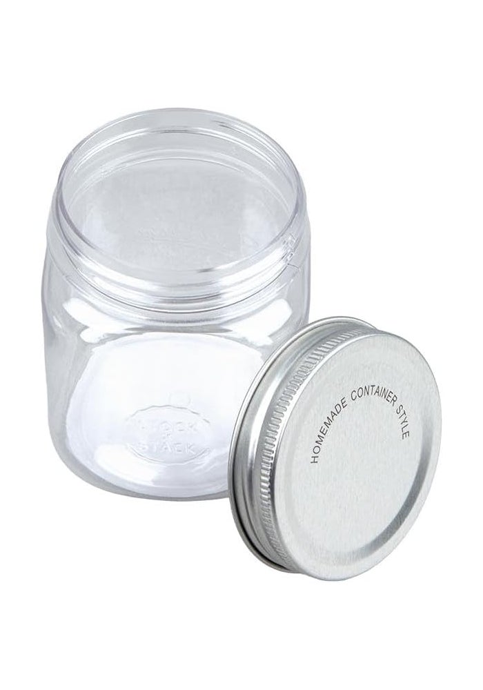 Embossed Storage Container | 200ml | Clear Plastic with Silver Steel Lid | Airtight Kitchen Storage Jar - Image 3